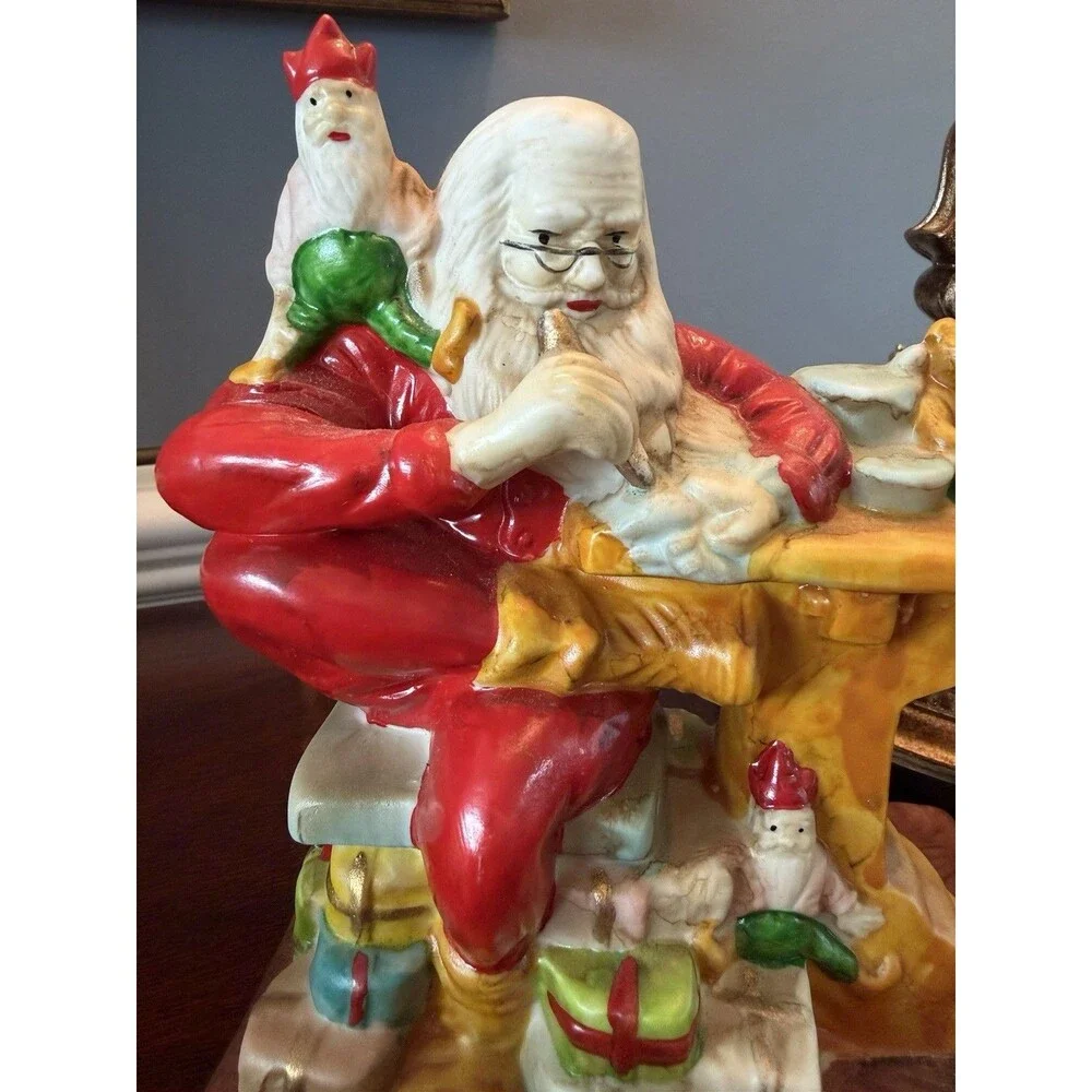 Vintage Santa Claus Music Box Santas Workshop Plays Jingle Bells Japan